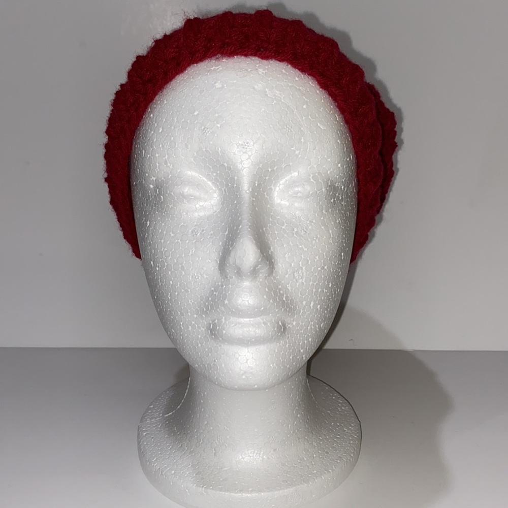 Hand Crafted Burgundy Crochet Winter Hat. - Picture 3 of 5